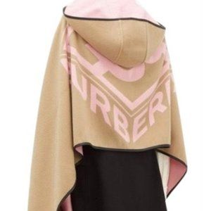 NWT BURBERRY REVERSIBLE JACQUARD HOODED PONCHO